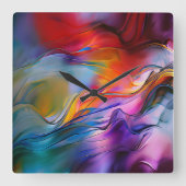 「色電流」コンテンポラリー抽象芸術 スクエア壁時計 (正面)