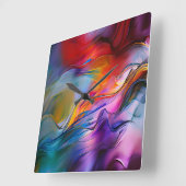 「色電流」コンテンポラリー抽象芸術 スクエア壁時計 (傾斜)