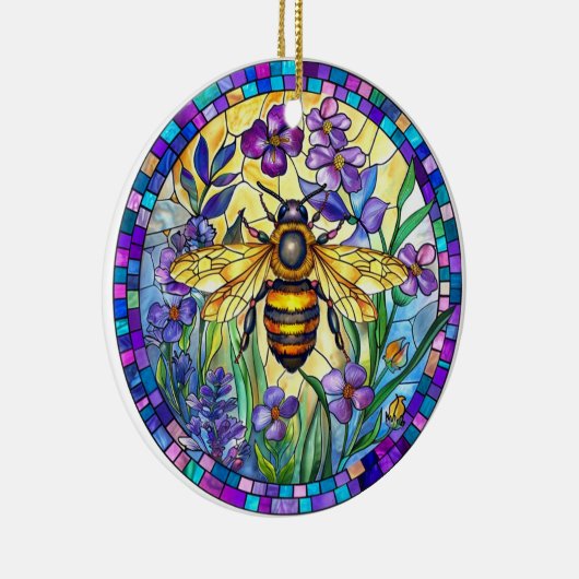 色鮮やかなステンドグラス蜂蜜 セラミックオーナメント (右)