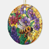 色鮮やかなステンドグラス蜂蜜 セラミックオーナメント (左)