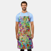 色鮮やかなドットらせん状絵画ハンド2 エプロン (着用した状態)