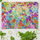 色鮮やかなドットらせん状絵画ハンド2 キッチンタオル (折り畳み)