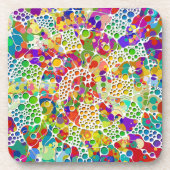 色鮮やかなドットらせん状絵画ハンド2 コースター (正面)