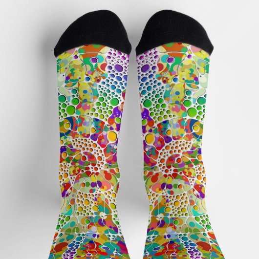 色鮮やかなドットらせん状絵画ハンド2 ソックス (上部)