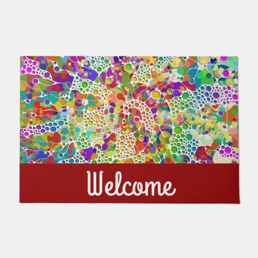 色鮮やかなドットらせん状絵画ハンド2 ドアマット (正面)