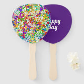 色鮮やかなドットらせん状絵画ハンド2 ハンドファン (正面&裏面)