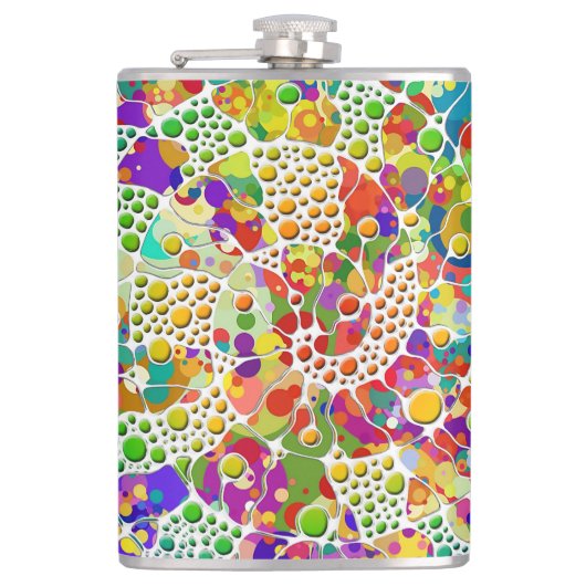 色鮮やかなドットらせん状絵画ハンド2 フラスク (正面)