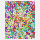 色鮮やかなドットらせん状絵画ハンド2 フリースブランケット (正面)