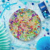 色鮮やかなドットらせん状絵画ハンド2 ペーパープレート (パーティー)