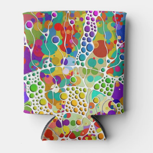 色鮮やかなドットらせん状絵画ハンド2 缶クーラー (正面)