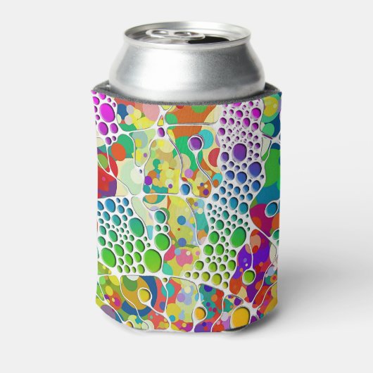 色鮮やかなドットらせん状絵画ハンド2 缶クーラー (缶裏面)