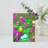 色鮮やかなファンタジーの鳥はがき ポストカード (スタンド正面)