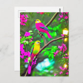 色鮮やかなファンタジーの鳥はがき ポストカード (正面/裏面)
