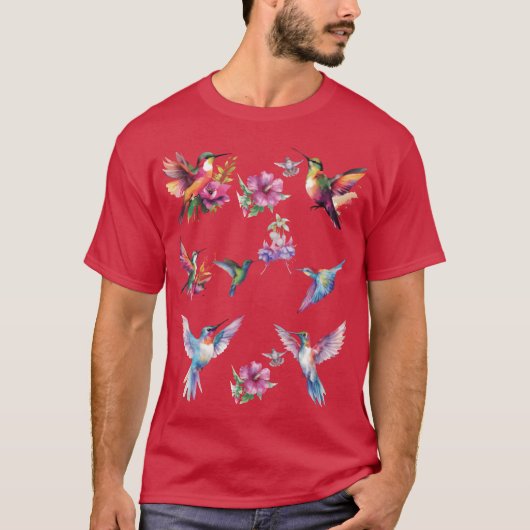 色鮮やかなファンタジー鳥の友人 Tシャツ (正面)