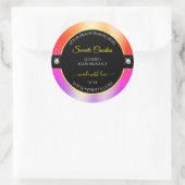 色鮮やかなレインボーブラックブリリアントプロダクトラベル ラウンドシール (バッグ)