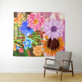 色鮮やかなワイルドフラワーアート – 美しい庭園花 タペストリー (インサイチュ(横))