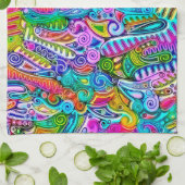 色鮮やかな抽象芸術型枠第9条 キッチンタオル (折り畳み)