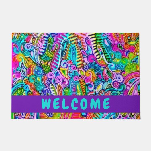 色鮮やかな抽象芸術型枠第9条 ドアマット (正面)