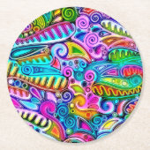 色鮮やかな抽象芸術型枠第9条 ラウンドペーパーコースター (正面)