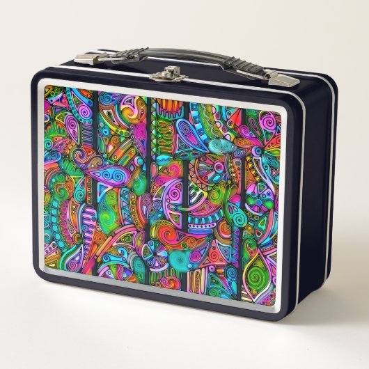 色鮮やかな抽象芸術型枠10 メタルランチボックス (正面)