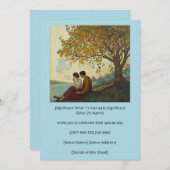 色鮮やかな木の下でのロマンチックなカップルのデートのお誘い 招待状 (正面/裏面)