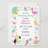 色鮮やかな熱帯の鳥 招待状 (正面)