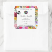 色鮮やかな花フレーム白い製品ラベルロゴ スクエアシール (バッグ)