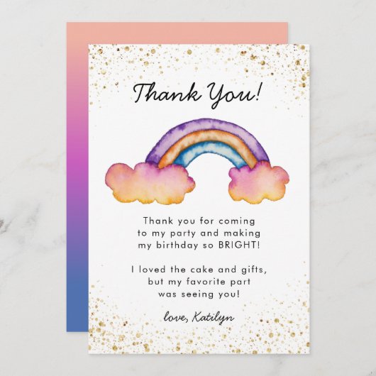 色鮮やかな虹の誕生日 サンキューカード (正面/裏面)