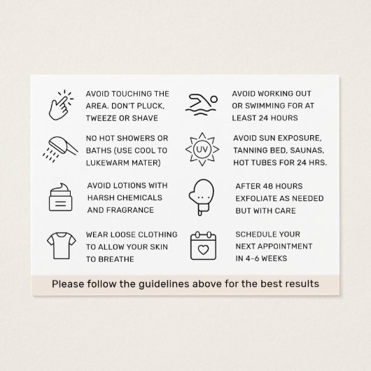 色鮮やかな髪の抜け落としアフターケアカード (裏面)