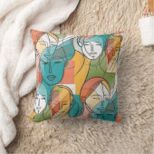 色鮮やかなART of顔 – シームレスパターン1 クッション (ブランケット)