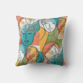 色鮮やかなART of顔 – シームレスパターン1 クッション (裏面)