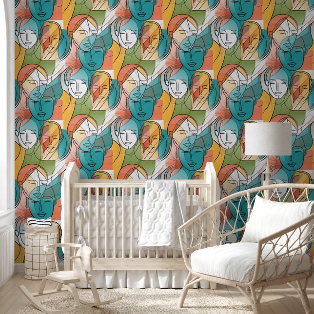 色鮮やかなART of顔 – シームレスパターン1 壁紙 (キッズ)