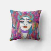 色鮮やかなART of顔 – シームレスパターン2 クッション (裏面)