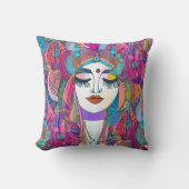 色鮮やかなART of顔 – シームレスパターン2 クッション (正面)
