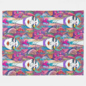 色鮮やかなART of顔 – シームレスパターン2 フリースブランケット (正面(横))