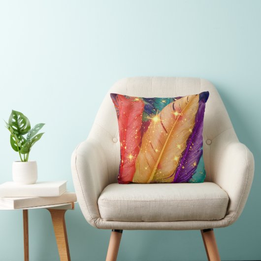 色鮮やかの羽 クッション (椅子)