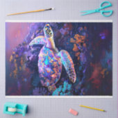 色鮮やか付きウミガメのデカップリ 薄葉紙 (クラフト)