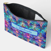 色鮮やか付きステンドガパーソナライズされたラス アクセサリーポーチ (見開き)