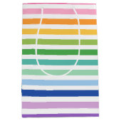 色鮮やか付きストライプレインボーはっきりした ミディアムペーパーバッグ (正面)