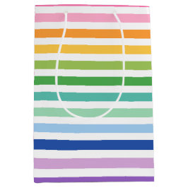 色鮮やか付きストライプレインボーはっきりした ミディアムペーパーバッグ