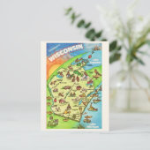 色鮮やか図解入りの、写真付きのなウィスコンシン葉書 ポストカード (スタンド正面)