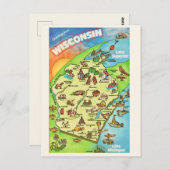 色鮮やか図解入りの、写真付きのなウィスコンシン葉書 ポストカード (正面/裏面)