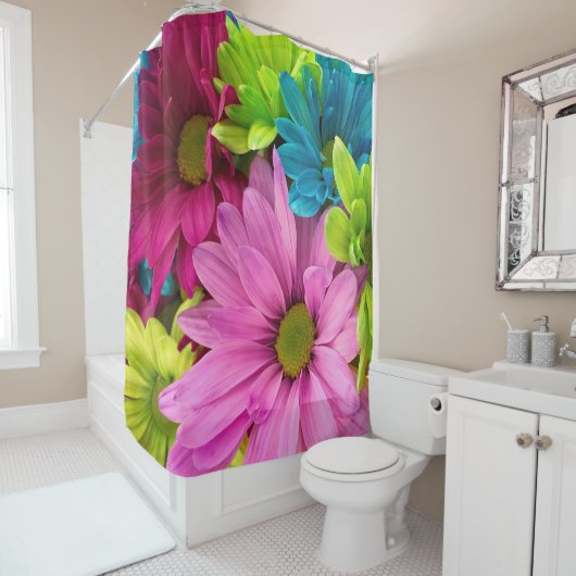 色鮮やか数々のデイジーフローラ シャワーカーテン (インサイチュ)