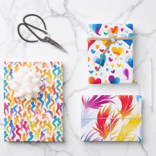 色鮮やか数々の付き包装紙 ラッピングペーパーシート (正面)