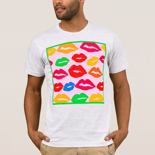 色鮮やか柄でキス Tシャツ (正面)