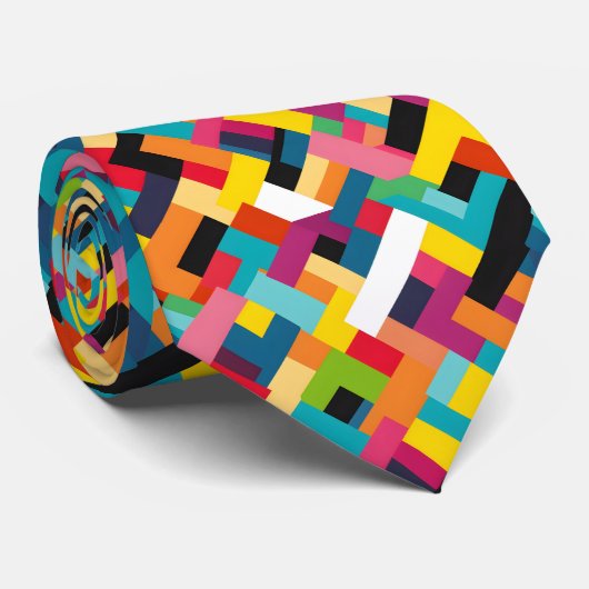 色鮮やか籠織りパターン ネクタイ (ロール)