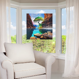 色鮮やか色の木が崖の上に ウィンドウサイン