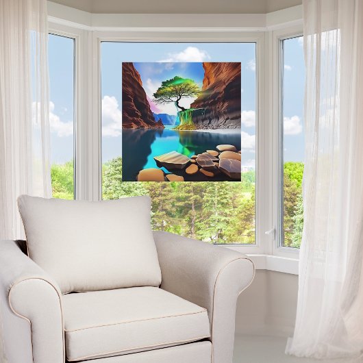 色鮮やか色の木が崖の上に ウィンドウサイン