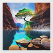 色鮮やか色の木が崖の上に ウィンドウサイン (シート)