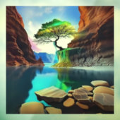 色鮮やか色の木が崖の上に ウィンドウサイン (シート3)